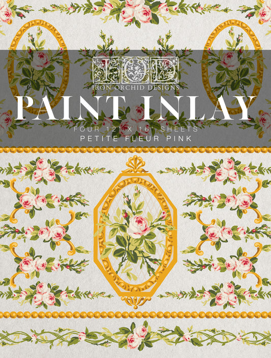 Petite Fleur Pink IOD Paint Inlay 12” x 16” Pad