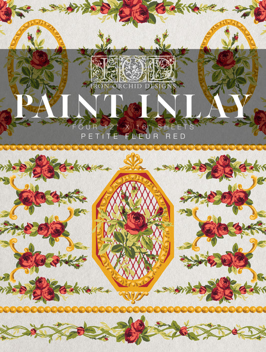 Petite Fleur Red IOD Paint Inlay 12” x 16” Pad