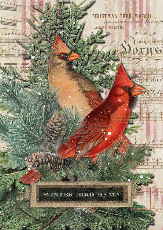 Winter Bird Hymn Decoupage Paper