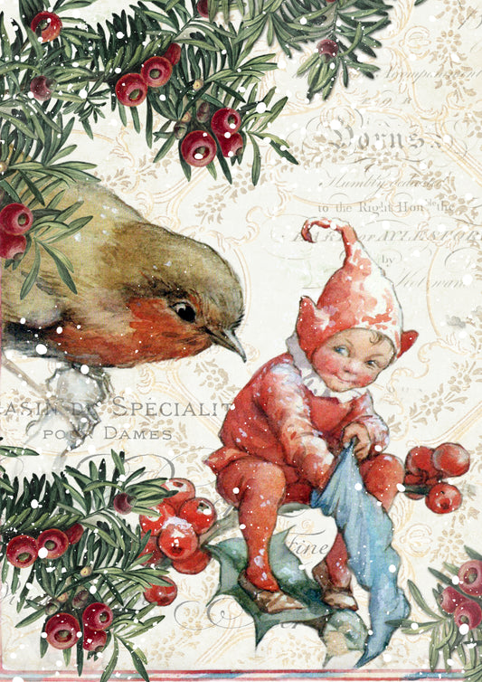 Winterberry Sprite Decoupage Paper