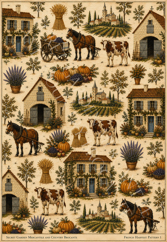 French Harvest Pattern 1 Decoupage Paper