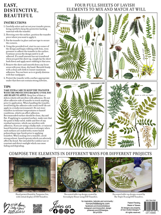 Fronds Botanical IOD Transfer 12" x 16" Pad