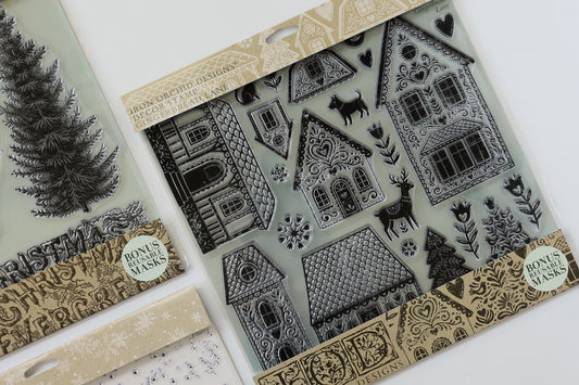 Gingerbread Lane Stamp | 12” x 12” | Single Sheet with Masks