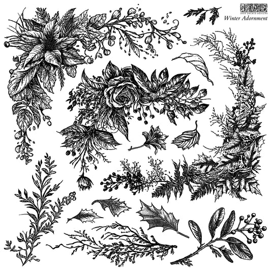Winter Adornment 12" x 12" IOD Stamp
