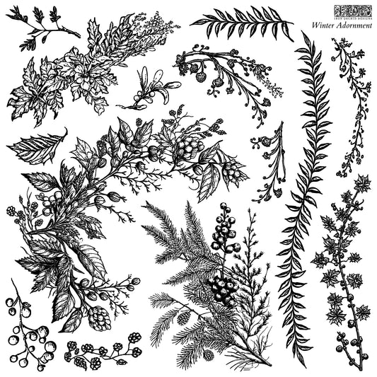 Winter Adornment 12" x 12" IOD Stamp