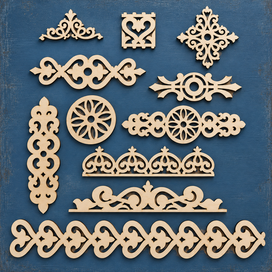 Ornate Laser-Cut Wood Embellishments