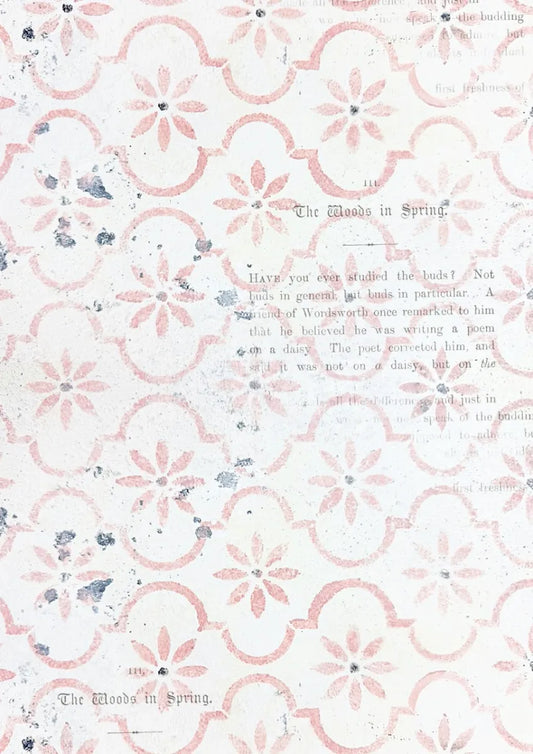 Pink Stencil Background Decoupage Paper
