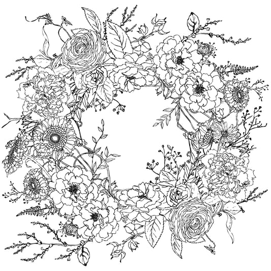 Winter's Song Wreath IOD Paintable Transfer 12 x 16 Pad